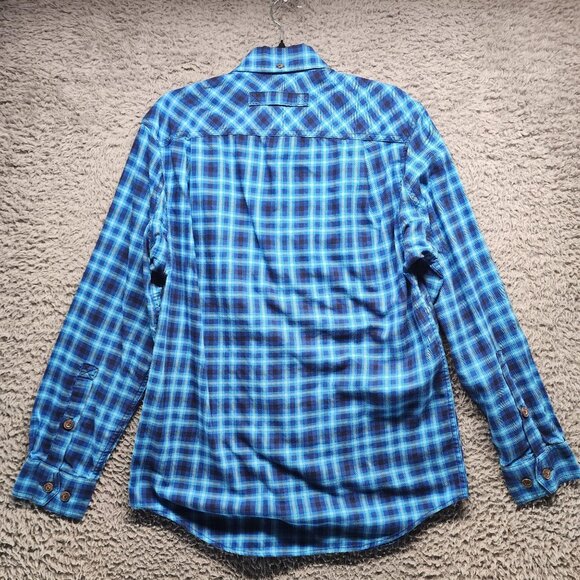 Duluth Shirt Mens Small Blue Plaid Button-Down Cotton Polyester Long Sleeve - Picture 8 of 9